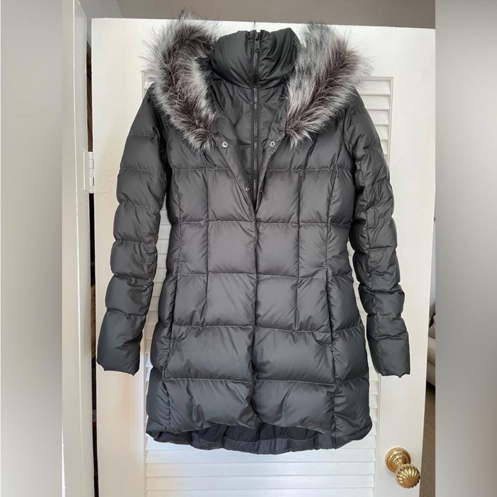 The North Face women’s down puffer parka, size S, black